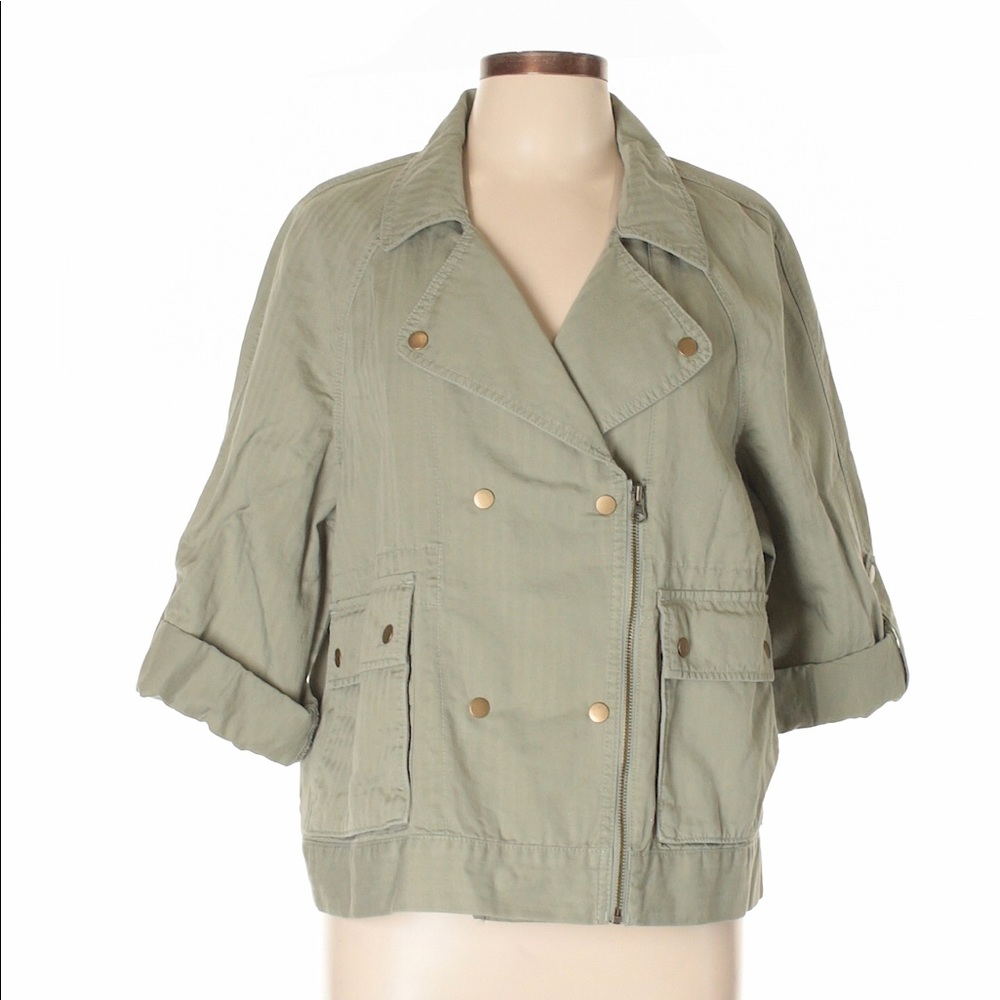 Anne Taylor Loft Green Khaki Utility Jacket